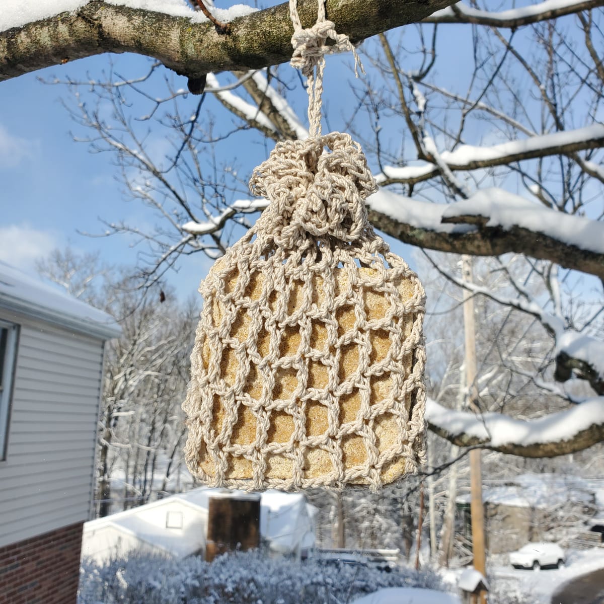 Crocheting a Suet Feeder